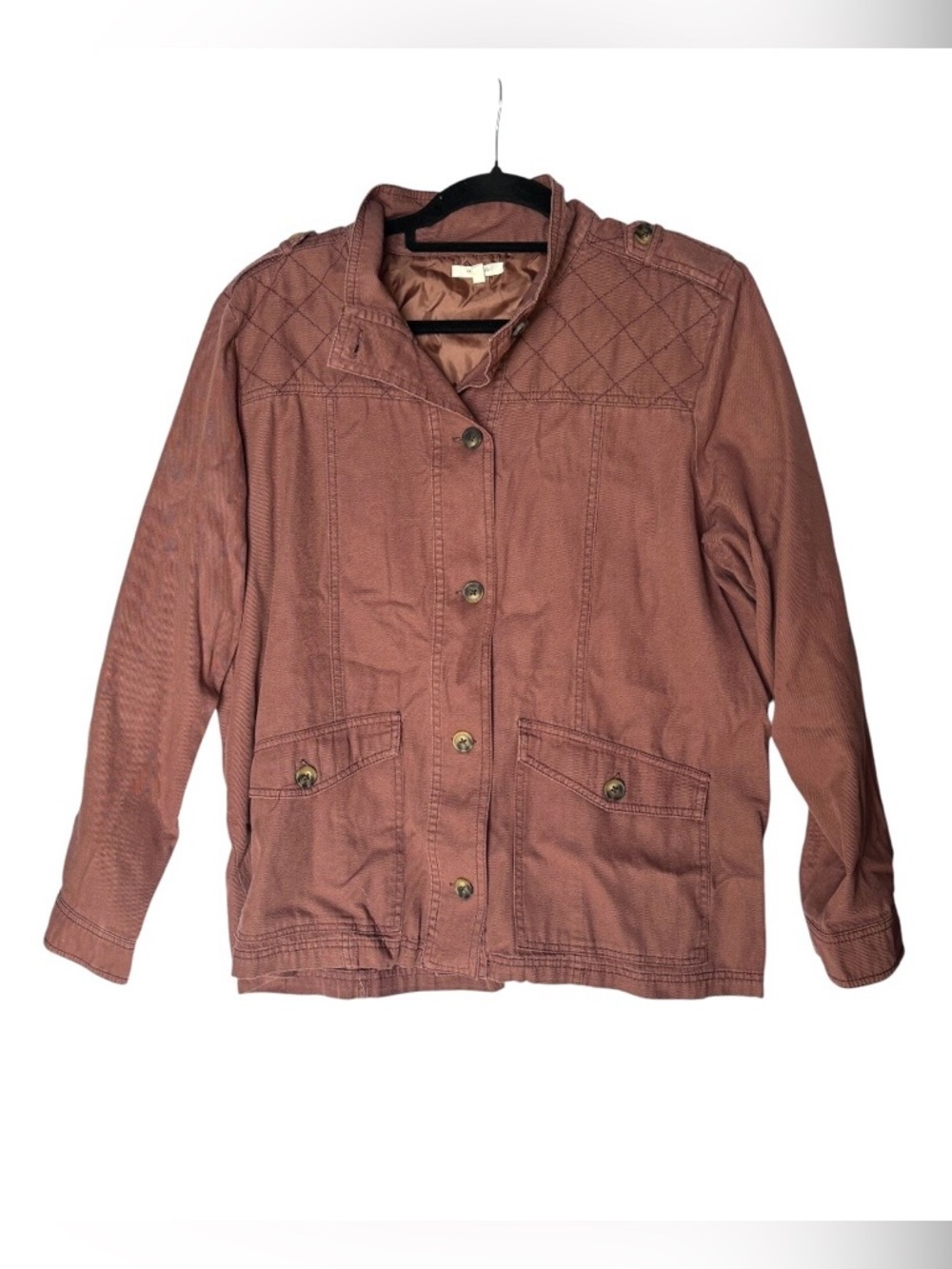 Maurices Brown Moto Military Jacket Quilted Shoulder Button Front Women's Sz XL